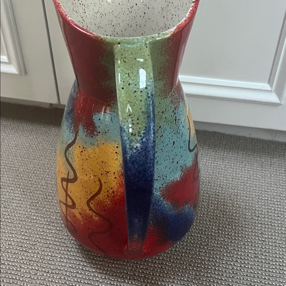 Colorful Abstract Ceramic Pitcher - Picture 3 of 5